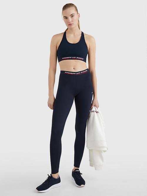 Blue Tommy Hilfiger Sport Full Length Waistband Detail Women's Leggings | TH137PXI