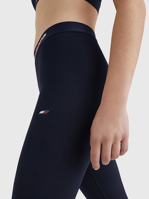 Blue Tommy Hilfiger Sport Full Length Waistband Detail Women's Leggings | TH137PXI