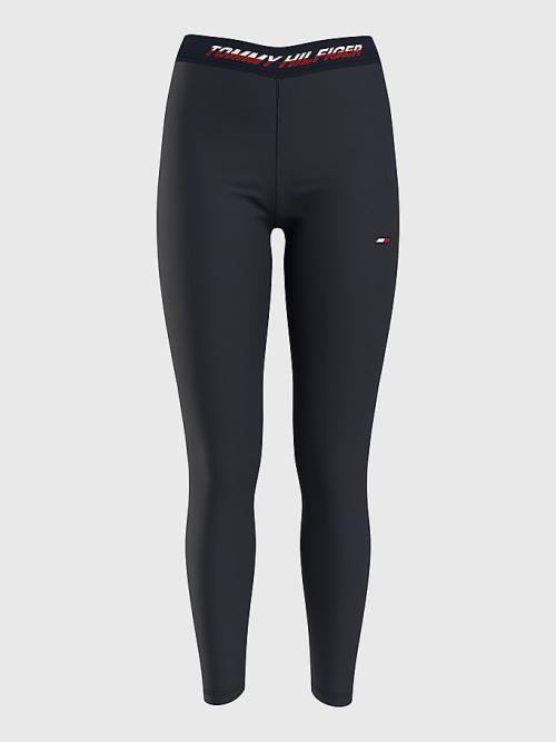 Blue Tommy Hilfiger Sport Full Length Waistband Detail Women's Leggings | TH137PXI