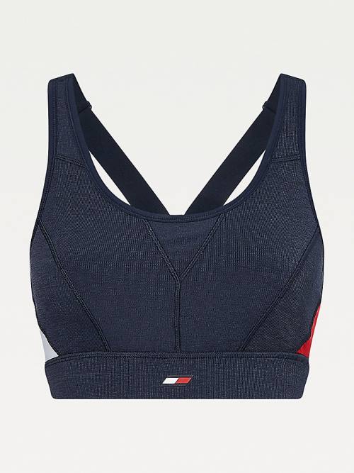 Blue Tommy Hilfiger Sport High Support Colour-Blocked Bra Women's Underwear | TH629ZJB