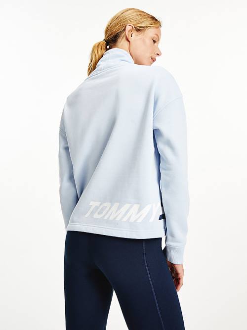 Blue Tommy Hilfiger Sport Logo Relaxed Fit Women's Sweatshirts | TH256PQE