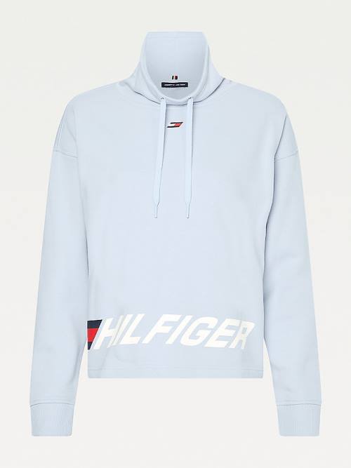 Blue Tommy Hilfiger Sport Logo Relaxed Fit Women's Sweatshirts | TH256PQE