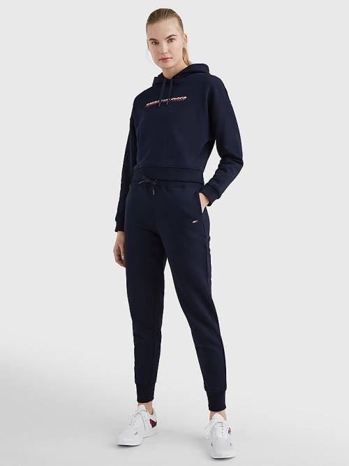 Blue Tommy Hilfiger Sport Logo Relaxed Fit Women's Hoodie | TH275HSX