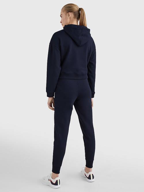 Blue Tommy Hilfiger Sport Logo Relaxed Fit Women's Hoodie | TH275HSX