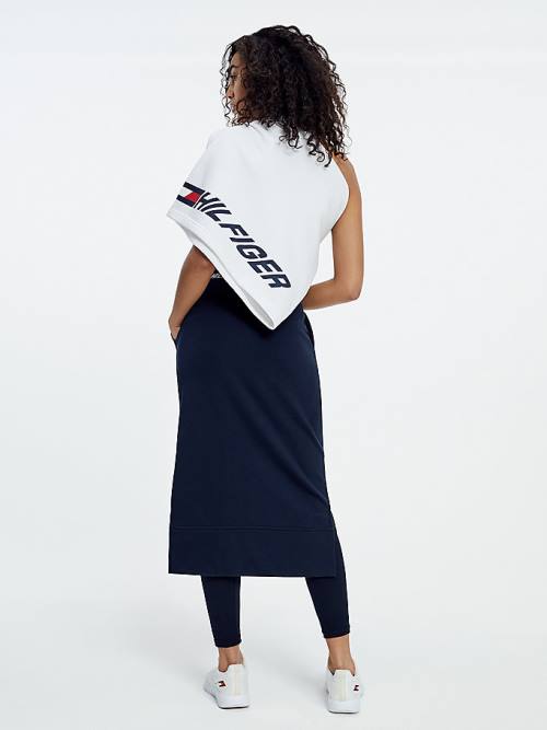 Blue Tommy Hilfiger Sport Logo Tape Midi Women's Skirts | TH795IEO