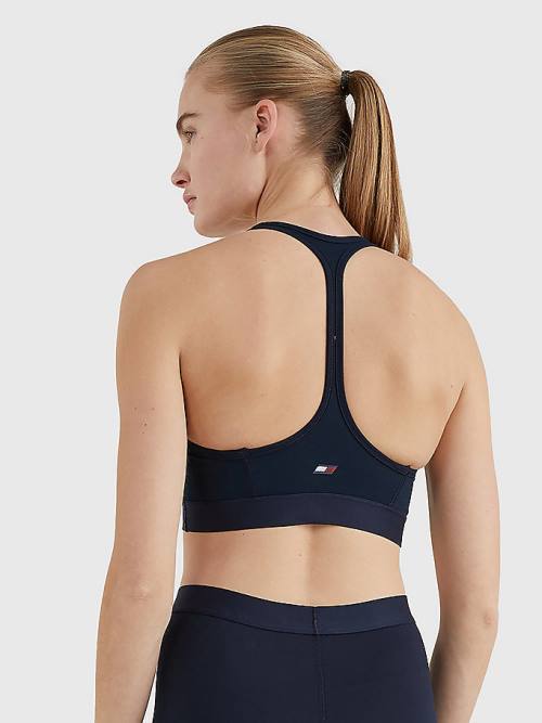 Blue Tommy Hilfiger Sport Medium Support Tape Bra Women's Underwear | TH039WUK