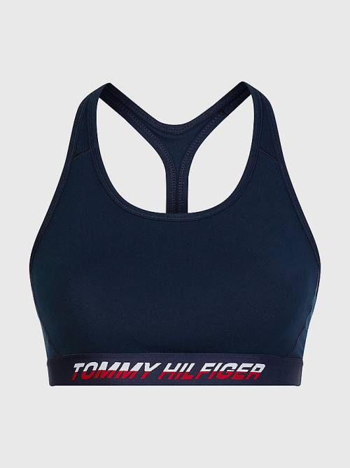 Blue Tommy Hilfiger Sport Medium Support Tape Bra Women's Underwear | TH039WUK