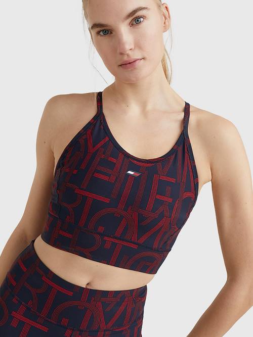 Blue Tommy Hilfiger Sport Medium Support Print Bra Women's Underwear | TH246IZV