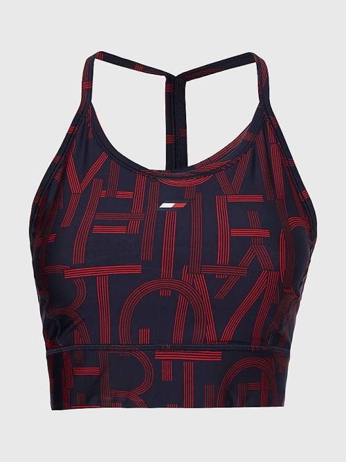 Blue Tommy Hilfiger Sport Medium Support Print Bra Women's Underwear | TH246IZV