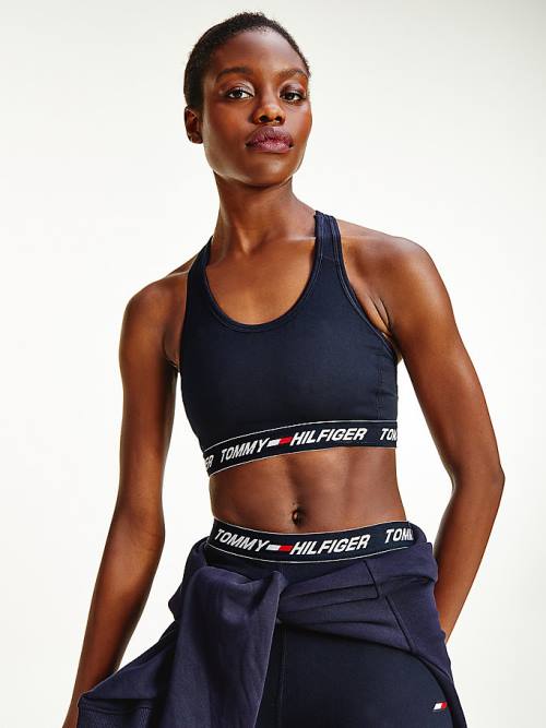 Blue Tommy Hilfiger Sport Medium Support Tape Bra Women\'s Underwear | TH602LEQ