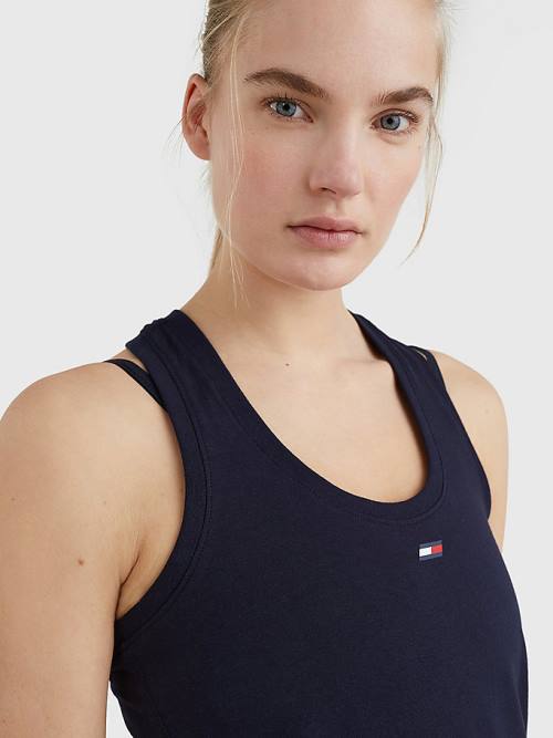 Blue Tommy Hilfiger Sport Organic Cotton Tank Top Women's T Shirts | TH147SAU