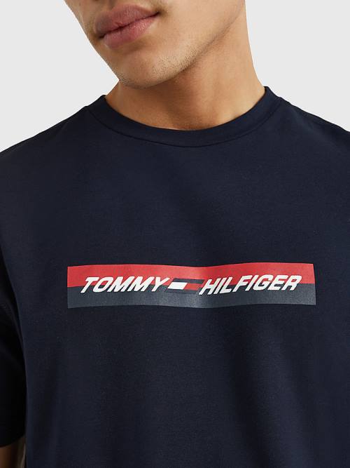 Blue Tommy Hilfiger Sport Organic Jersey Men's T Shirts | TH261CUW