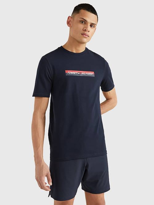 Blue Tommy Hilfiger Sport Organic Jersey Men\'s T Shirts | TH261CUW