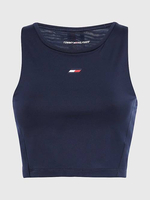 Blue Tommy Hilfiger Sport Performance Crop Tank Top Women's Underwear | TH518QPB