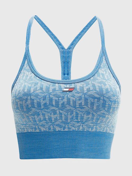 Blue Tommy Hilfiger Sport Performance Low Support Monogram Bra Women's Underwear | TH230CVZ