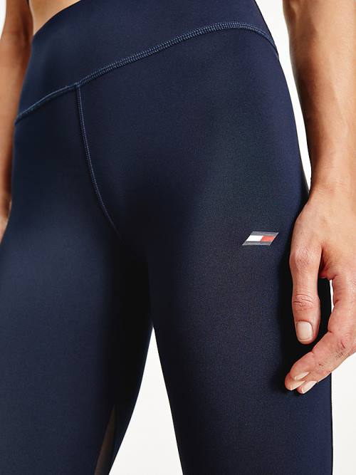 Blue Tommy Hilfiger Sport Skinny Fit Mesh 7/8 Length Women's Leggings | TH283GWS