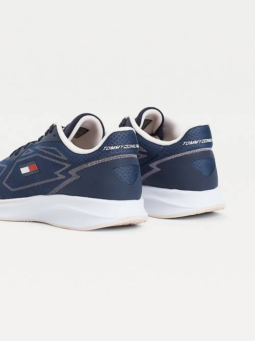 Blue Tommy Hilfiger Sport Sleek Mixed Texture Women's Sneakers | TH149MFX