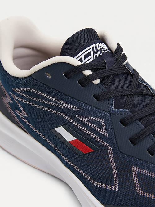 Blue Tommy Hilfiger Sport Sleek Mixed Texture Women's Sneakers | TH149MFX