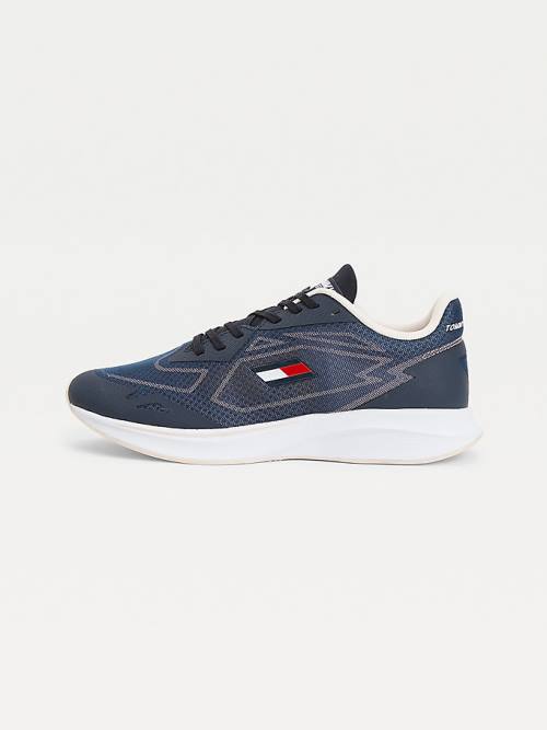 Blue Tommy Hilfiger Sport Sleek Mixed Texture Women's Sneakers | TH149MFX