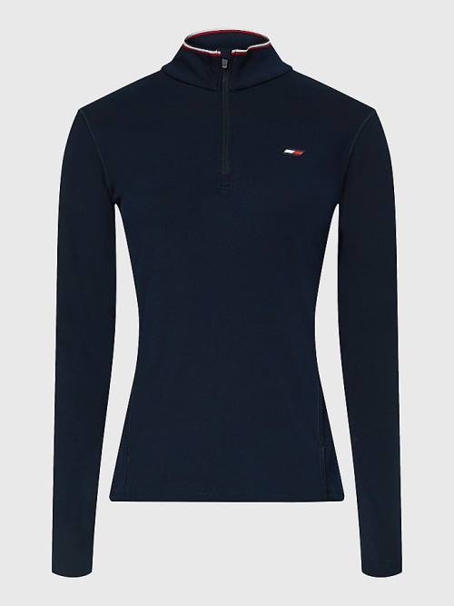 Blue Tommy Hilfiger Sport Slim Fit Half-Zip Top Women\'s T Shirts | TH293LNX