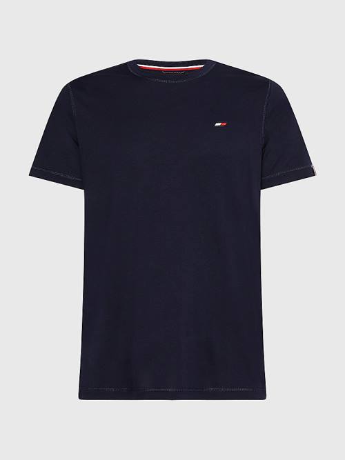 Blue Tommy Hilfiger Sport Slim Fit Logo Training Men's T Shirts | TH406ZPA