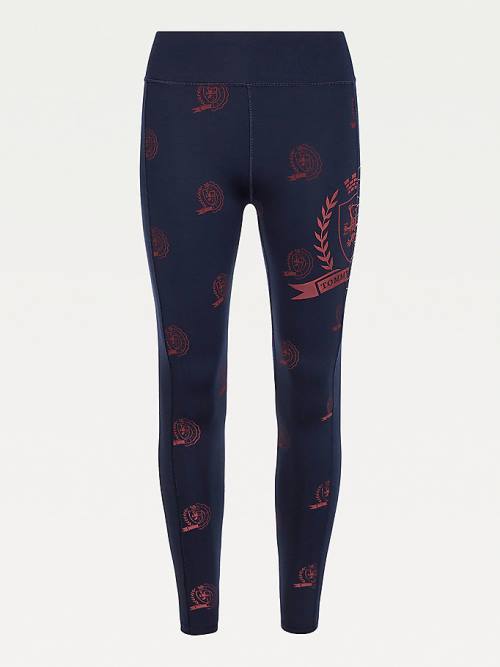 Blue Tommy Hilfiger Sport Tommy Icons Full Length Women's Leggings | TH613XNY