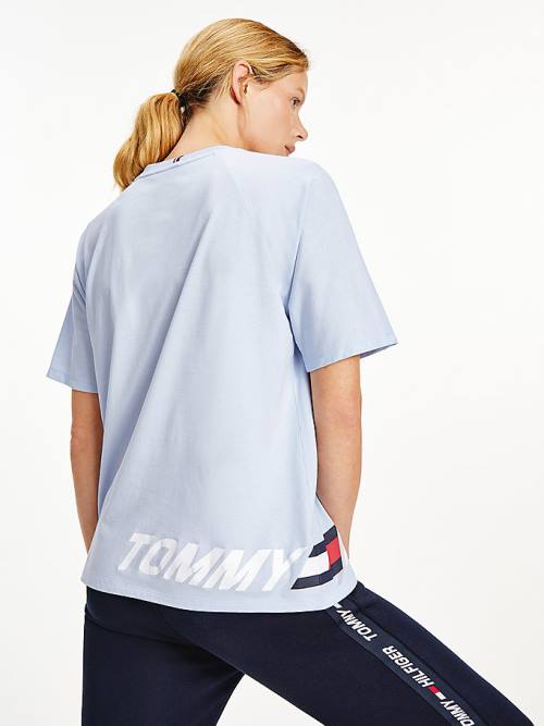 Blue Tommy Hilfiger Sport Wraparound Logo Relaxed Fit Women's T Shirts | TH526ZLI