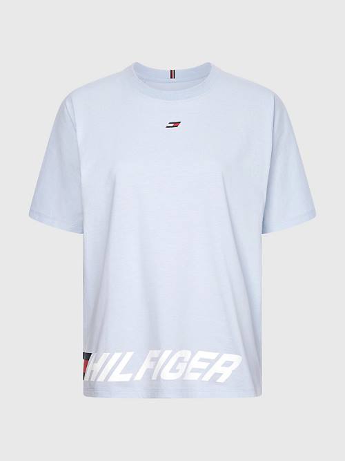 Blue Tommy Hilfiger Sport Wraparound Logo Relaxed Fit Women's T Shirts | TH526ZLI