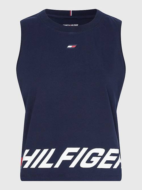 Blue Tommy Hilfiger Sport Wrapped Print Relaxed Tank Top Women's T Shirts | TH564BYH