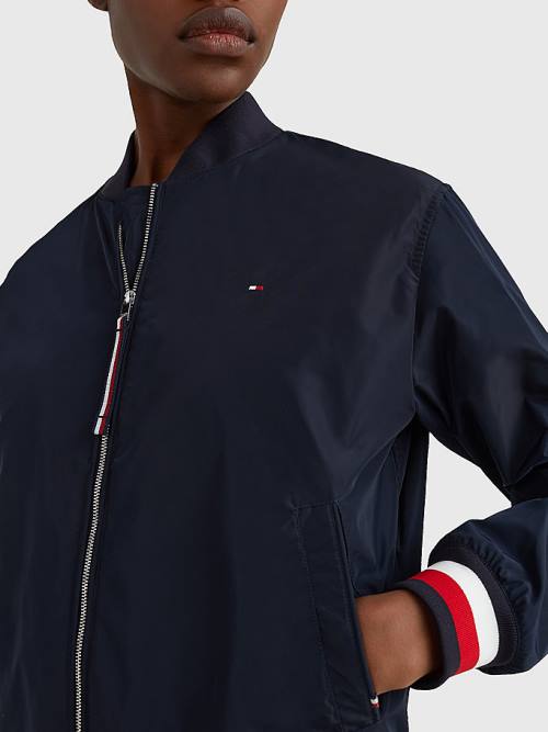 Blue Tommy Hilfiger Sporty Slim Fit Bomber Women's Jackets | TH582UXJ