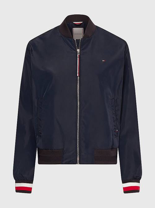 Blue Tommy Hilfiger Sporty Slim Fit Bomber Women's Jackets | TH582UXJ