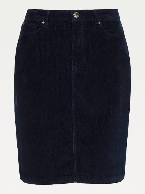 Blue Tommy Hilfiger Straight High Rise Corduroy Women's Skirts | TH485FHJ