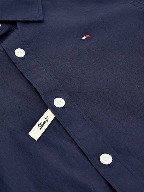 Blue Tommy Hilfiger Stretch Cotton Poplin Boys' Shirts | TH819XSQ