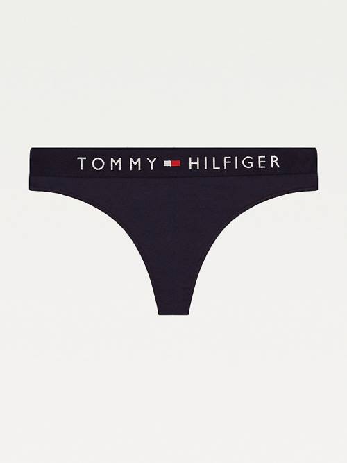 Blue Tommy Hilfiger Stretch Cotton Thong Women's Underwear | TH379MDA