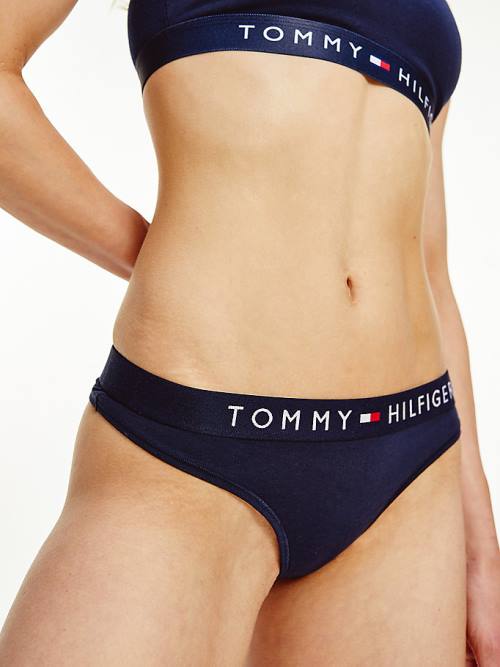 Blue Tommy Hilfiger Stretch Cotton Thong Women\'s Underwear | TH379MDA