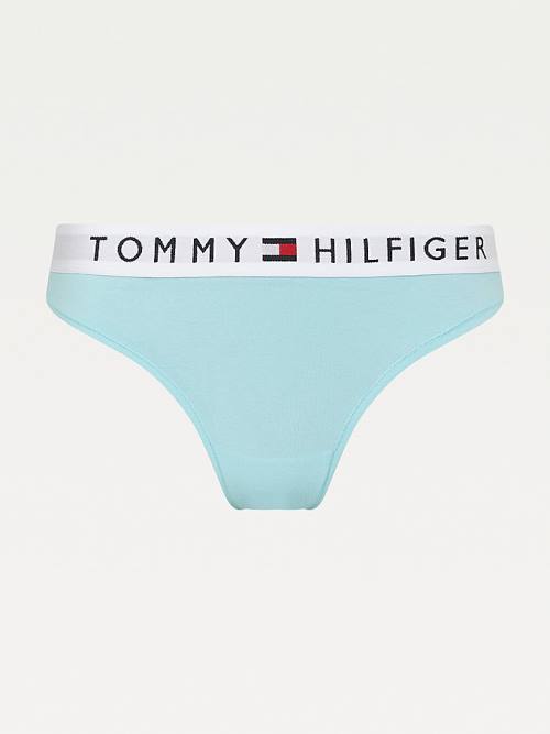 Blue Tommy Hilfiger Stretch Cotton Thong Women's Underwear | TH532MVJ