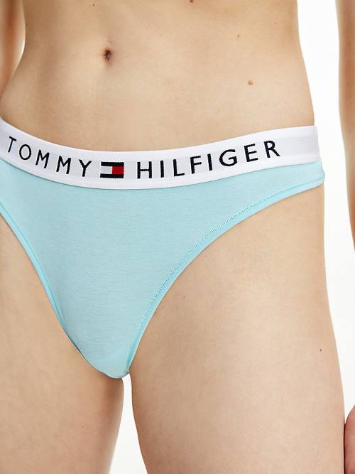 Blue Tommy Hilfiger Stretch Cotton Thong Women\'s Underwear | TH532MVJ