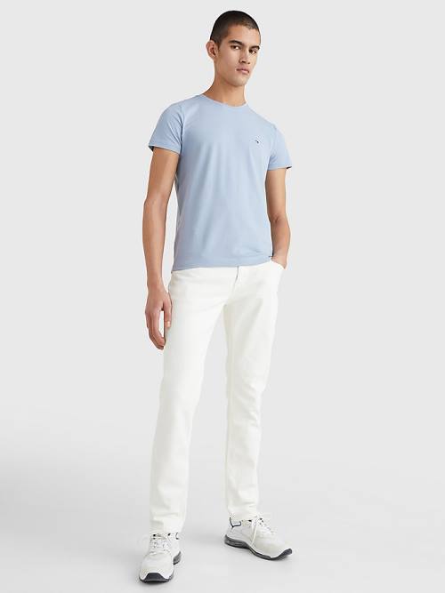 Blue Tommy Hilfiger Stretch Organic Cotton Slim Fit Men's T Shirts | TH012ZSE