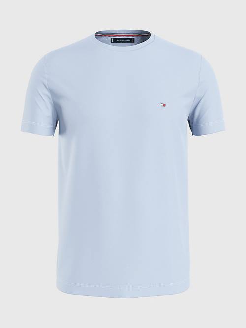 Blue Tommy Hilfiger Stretch Organic Cotton Slim Fit Men's T Shirts | TH012ZSE