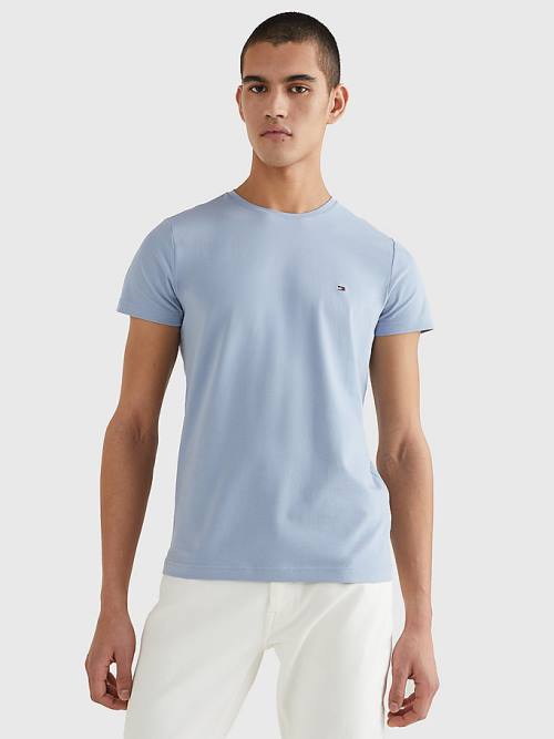 Blue Tommy Hilfiger Stretch Organic Cotton Slim Fit Men\'s T Shirts | TH012ZSE