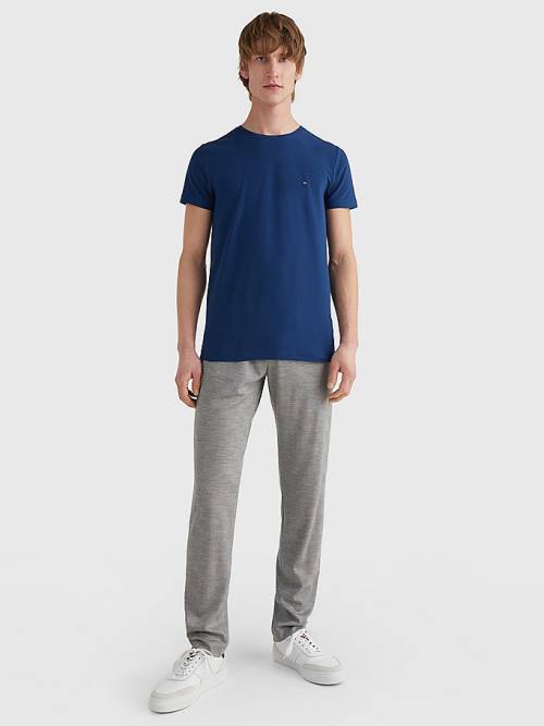 Blue Tommy Hilfiger Stretch Organic Cotton Slim Fit Men's T Shirts | TH501BZR