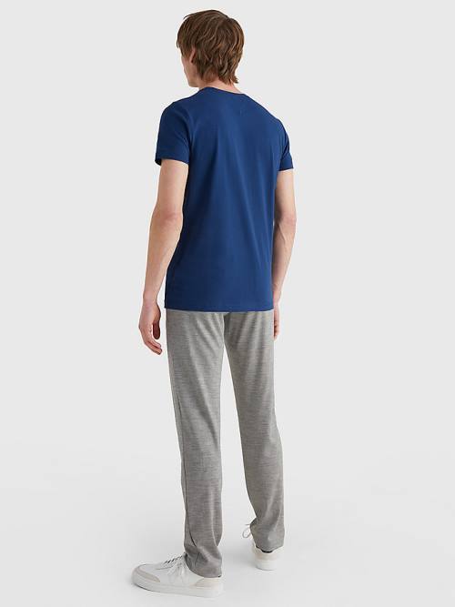 Blue Tommy Hilfiger Stretch Organic Cotton Slim Fit Men's T Shirts | TH501BZR