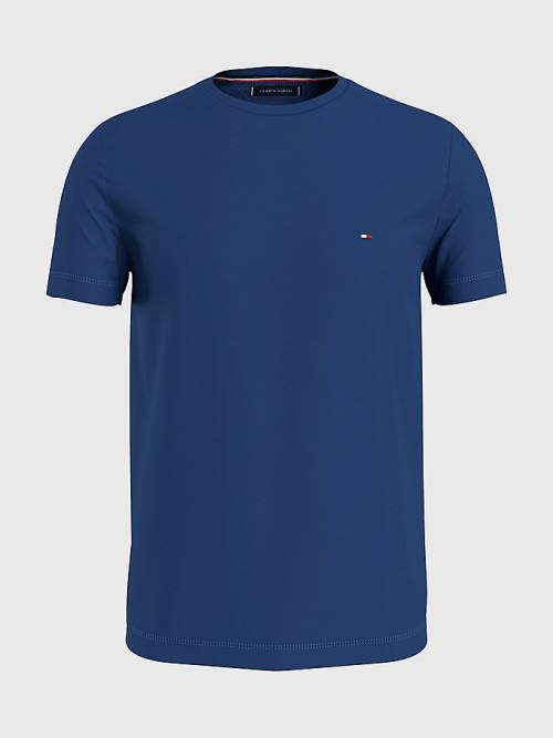 Blue Tommy Hilfiger Stretch Organic Cotton Slim Fit Men's T Shirts | TH501BZR