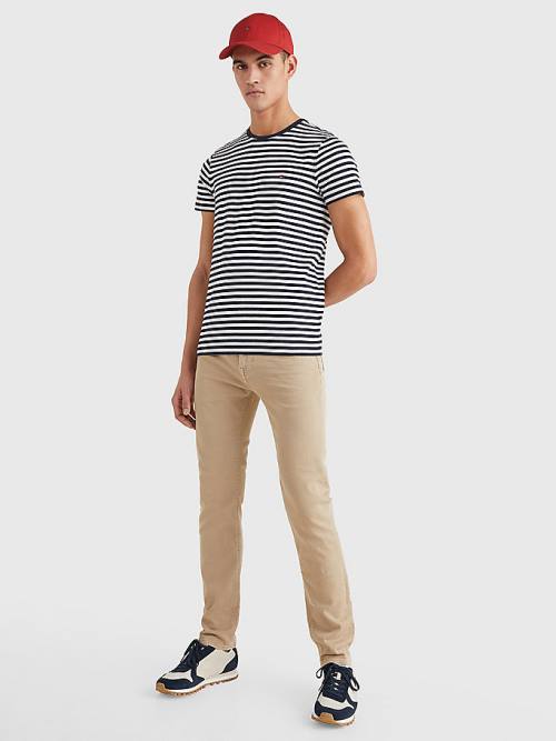 Blue Tommy Hilfiger Stretch Organic Cotton Slim Fit Men's T Shirts | TH653WUO