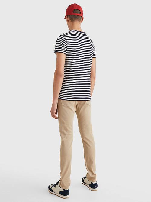 Blue Tommy Hilfiger Stretch Organic Cotton Slim Fit Men's T Shirts | TH653WUO