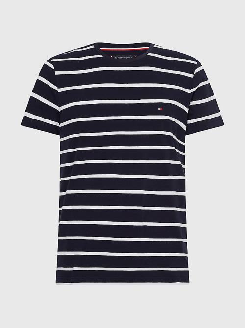 Blue Tommy Hilfiger Stretch Organic Cotton Slim Fit Men's T Shirts | TH653WUO