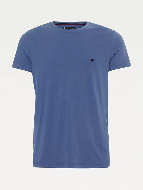 Blue Tommy Hilfiger Stretch Organic Cotton Slim Fit Men's T Shirts | TH654ONG