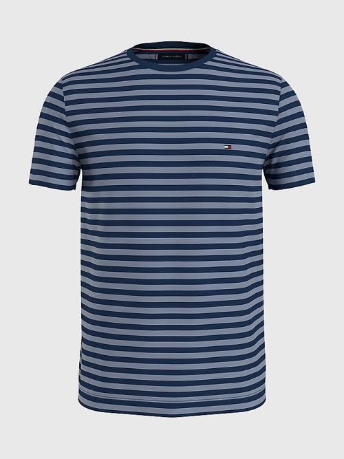 Blue Tommy Hilfiger Stretch Organic Cotton Slim Fit Men\'s T Shirts | TH819YSF