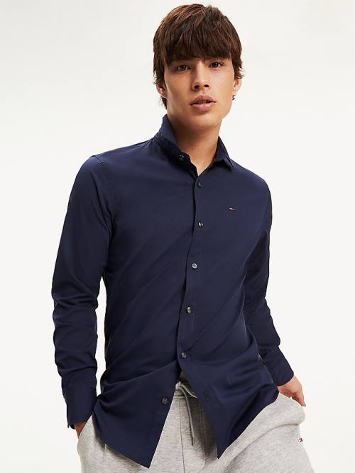 Blue Tommy Hilfiger Stretch Slim Fit Men's Shirts | TH219EVW