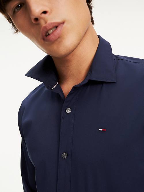 Blue Tommy Hilfiger Stretch Slim Fit Men's Shirts | TH219EVW